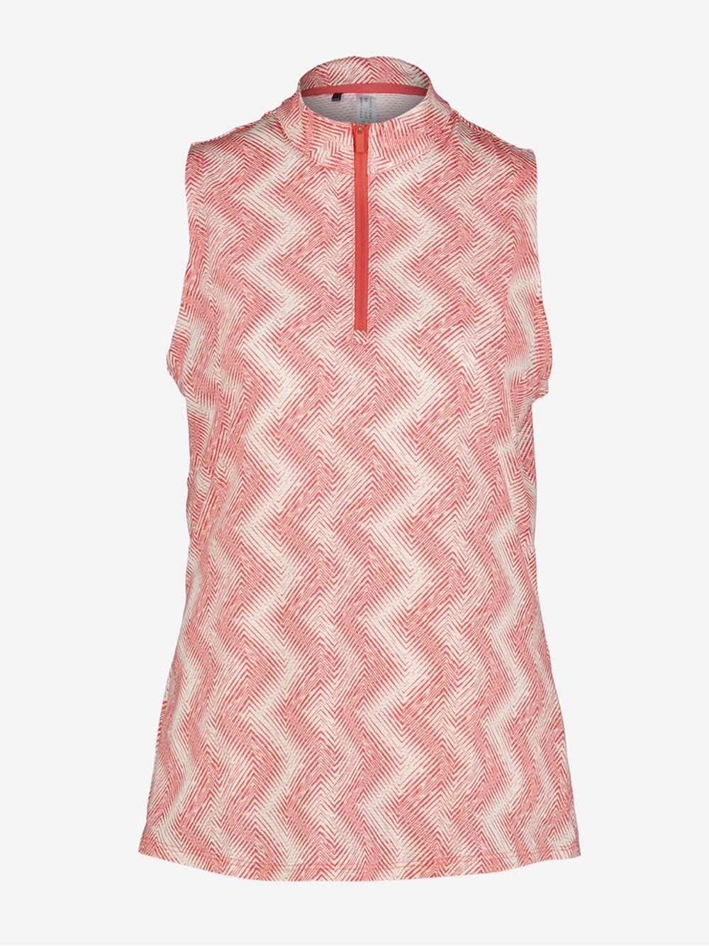 Adidas Sleeveless Coral Chevron Print Zip Mock Neck Top